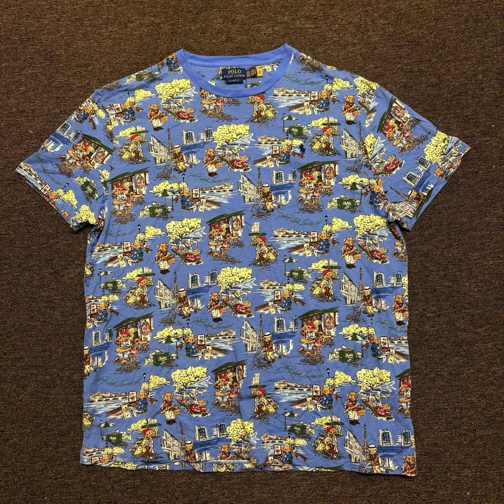 Polo Ralph Lauren PARIS BEAR Parisian Scene Graphic Classic Fit T Shirt Sz XXL
